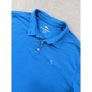 Tommy Bahama Polo‎ Shirt Embroidered Marlin Logo Short Sleeve Blue Mens XL